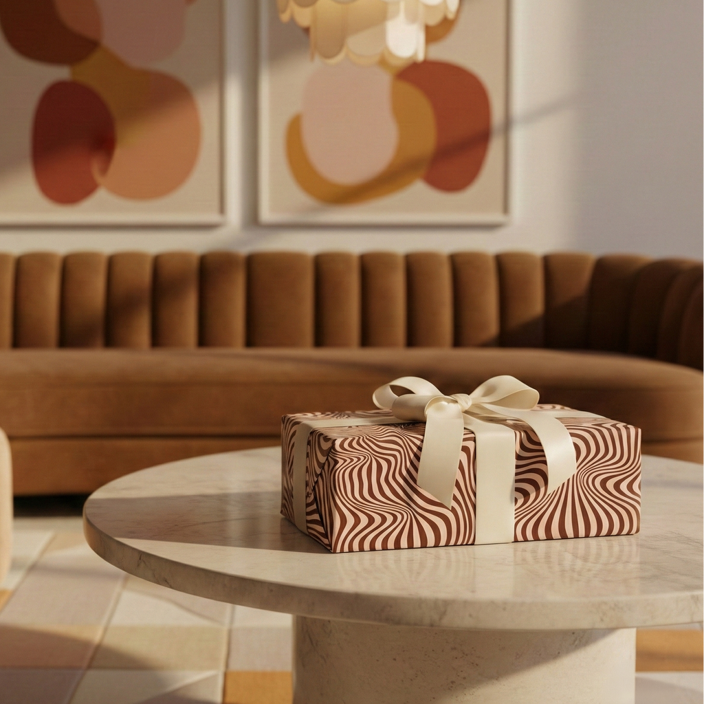 Mocha Current Wrapping Paper