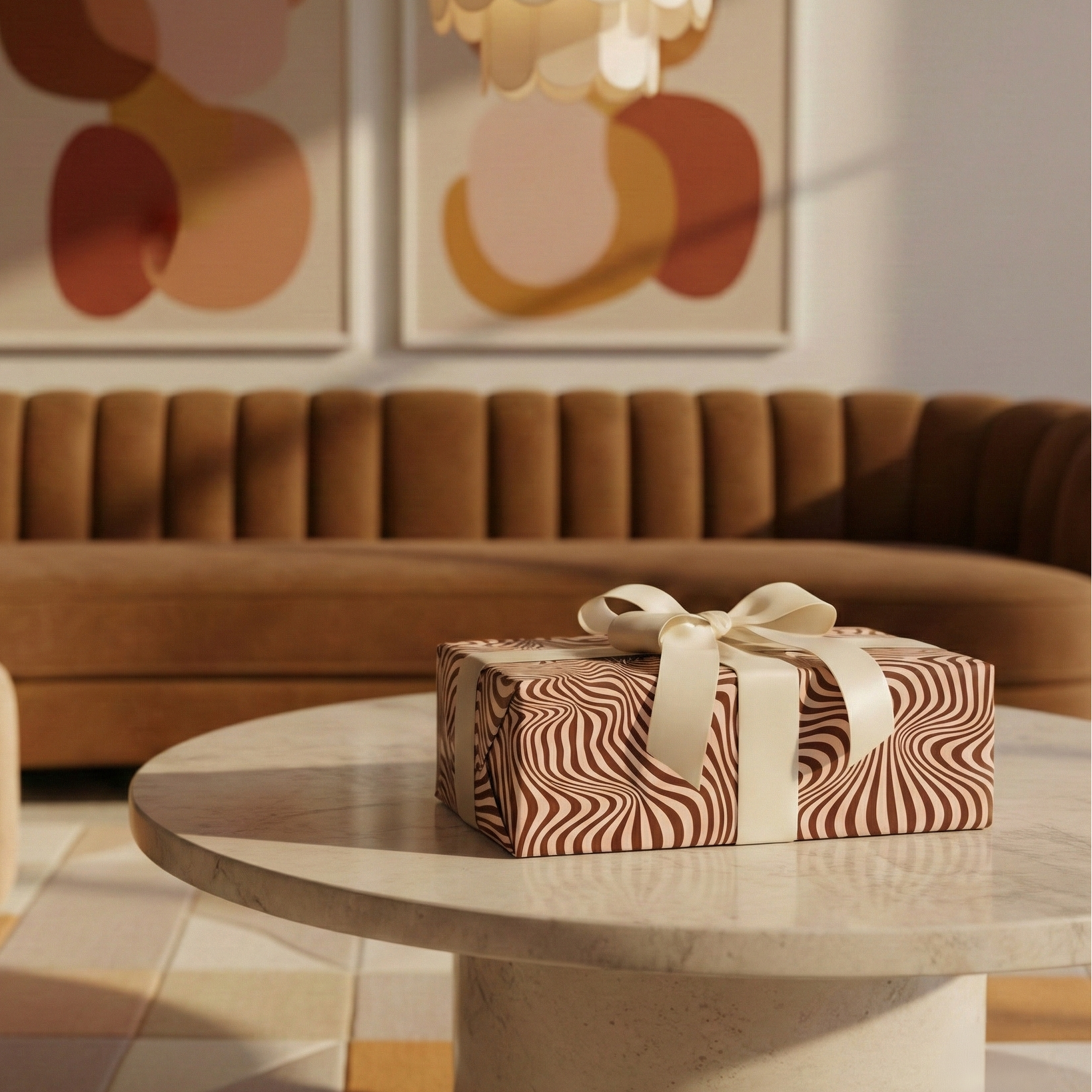 Mocha Current Wrapping Paper