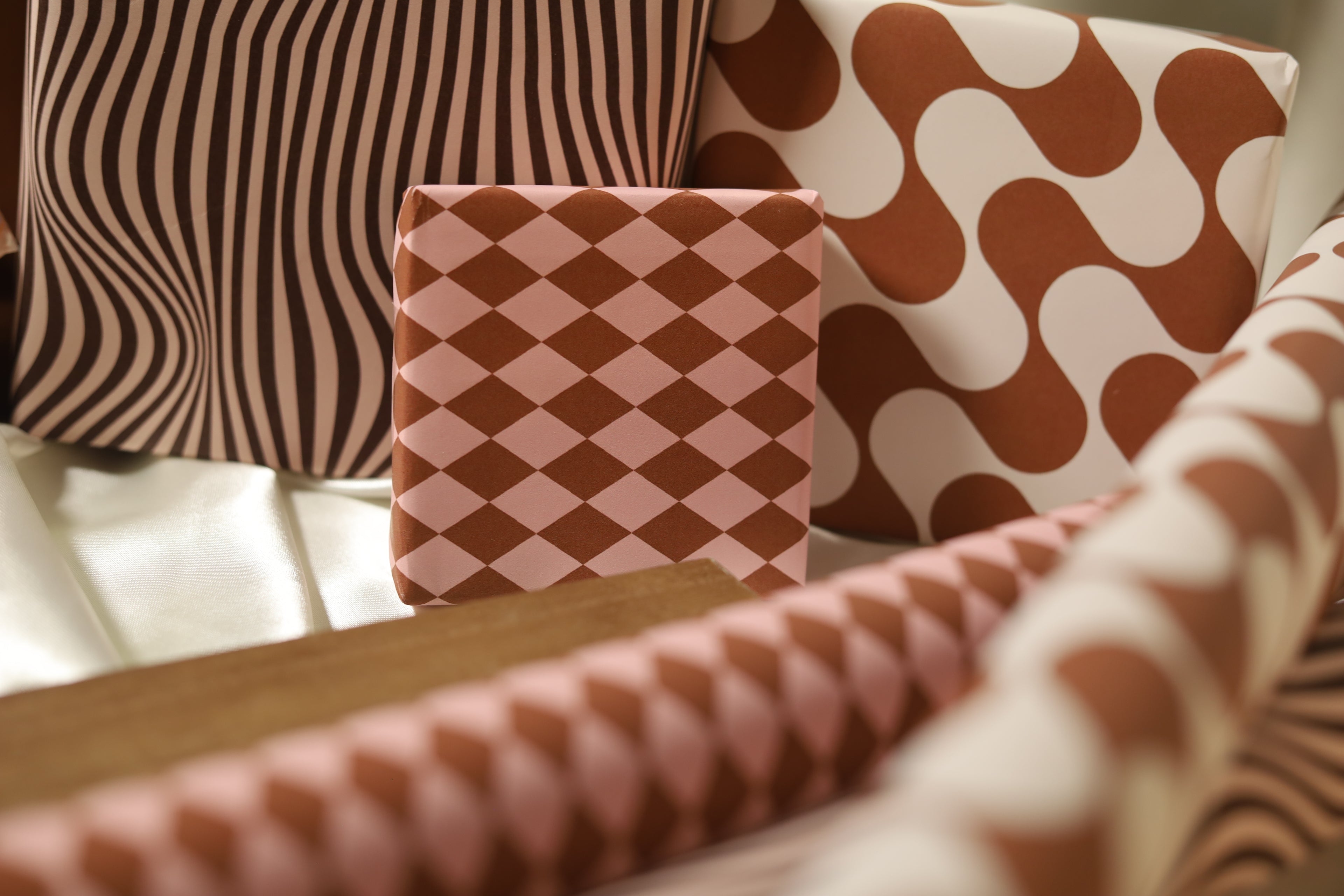 Copper Checkmate Wrapping Paper