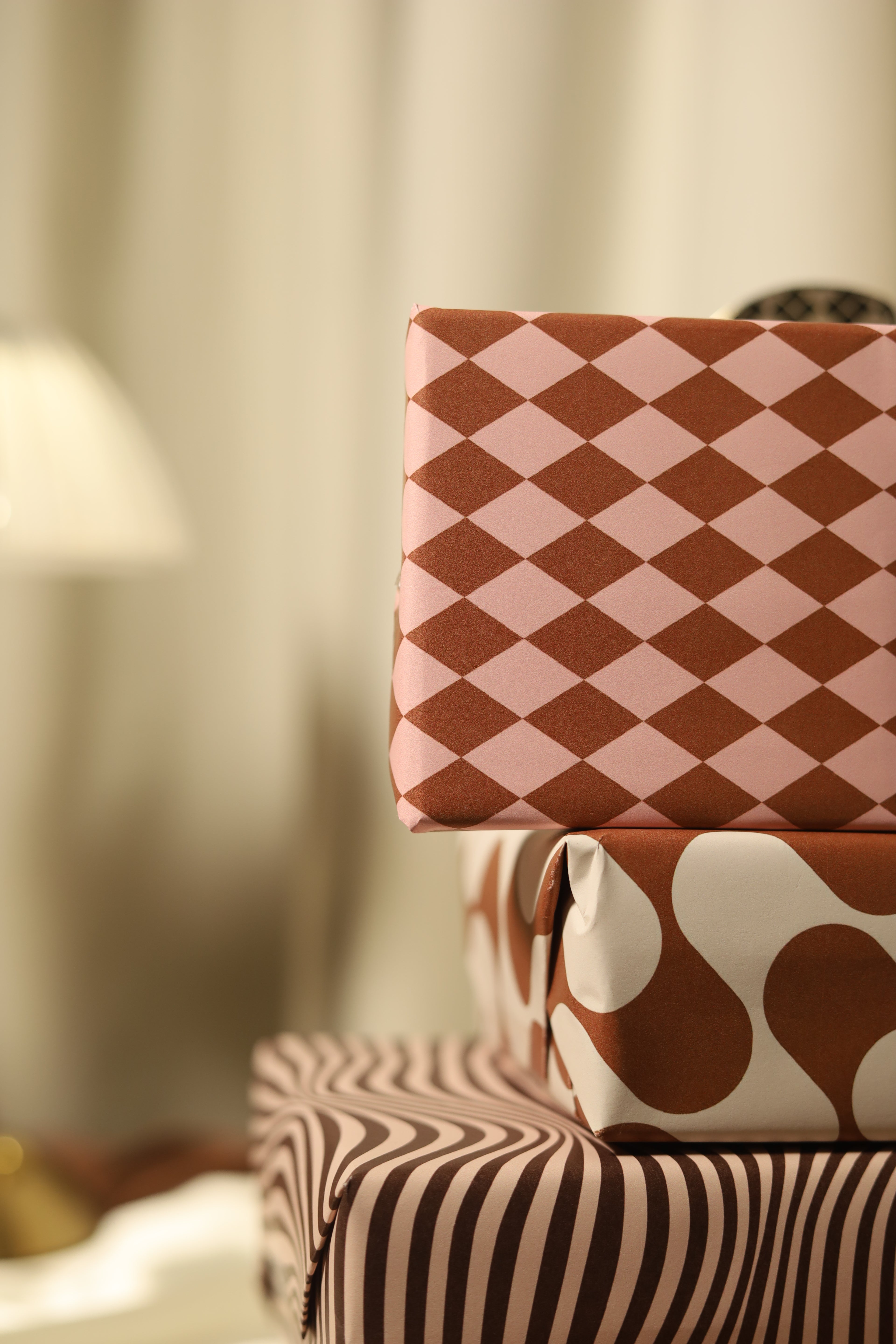 Copper Checkmate Wrapping Paper